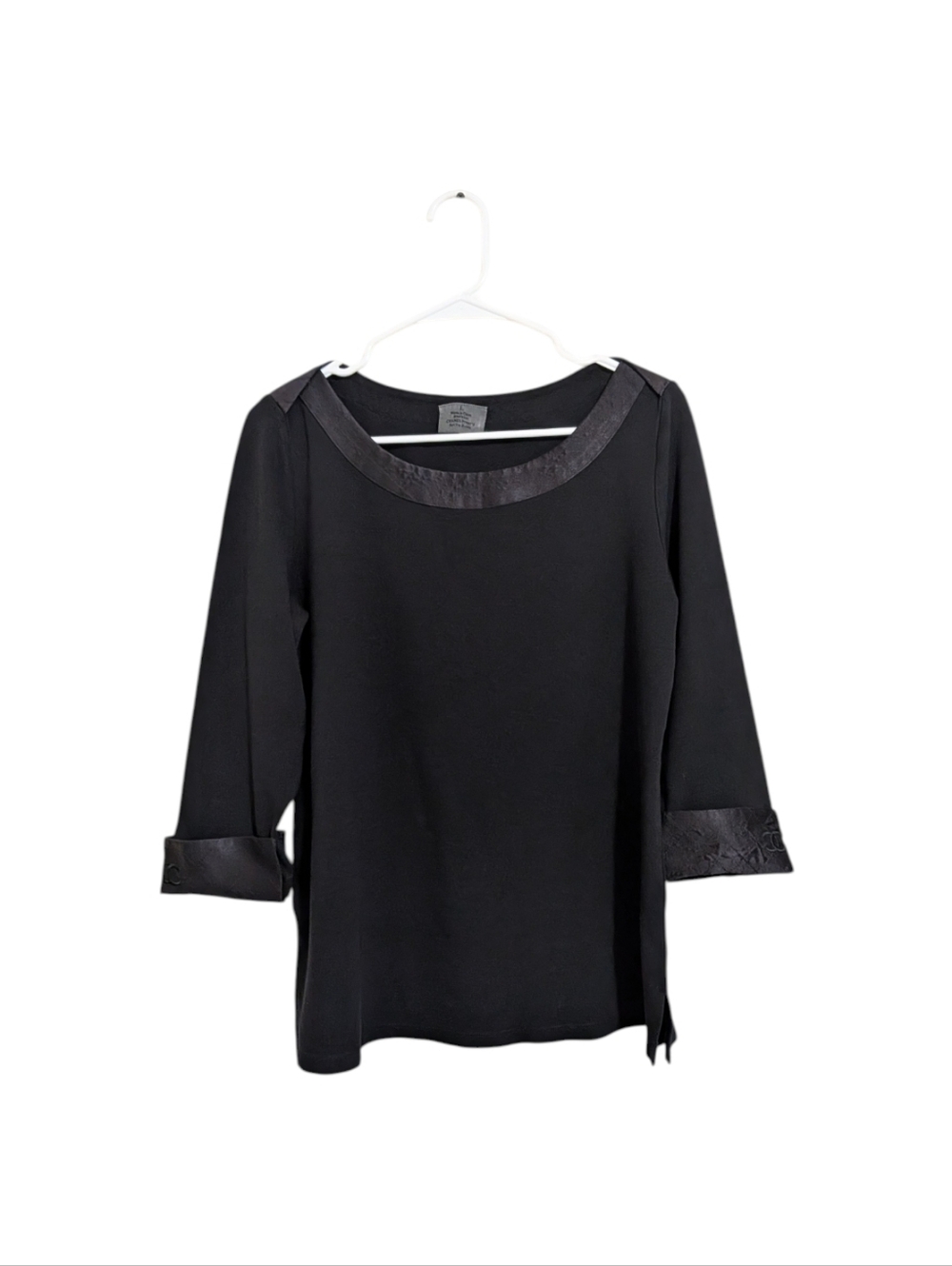 Women's Chanel Not For Resale Tweed  Sleeved Black Long Sleeve Uniform Shirt L